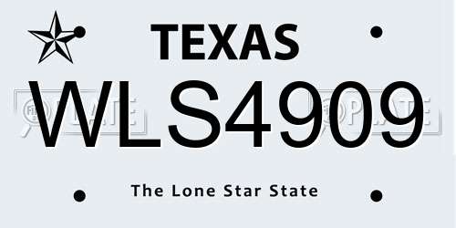 WLS4909 Texas License Plate
