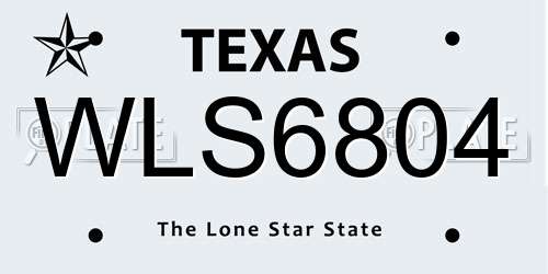 WLS6804 Texas License Plate