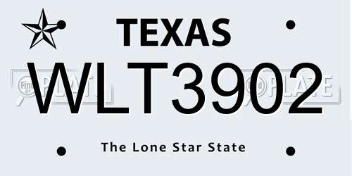 WLT3902 Texas License Plate