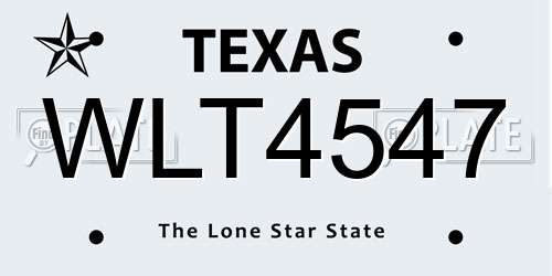 WLT4547 Texas License Plate