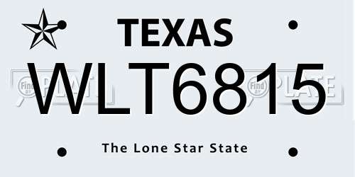 WLT6815 Texas License Plate