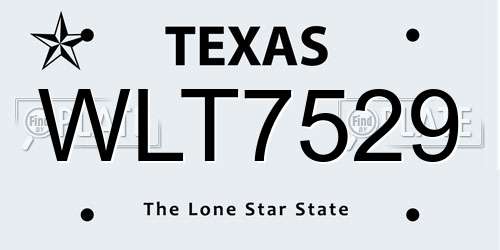 WLT7529 Texas License Plate