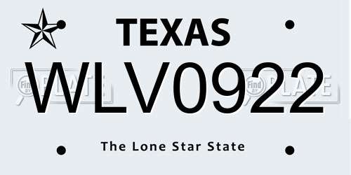 WLV0922 Texas License Plate