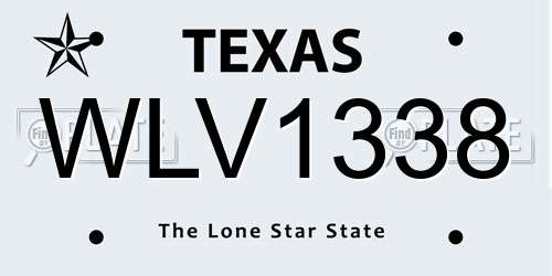 WLV1338 Texas License Plate