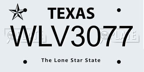 WLV3077 Texas License Plate