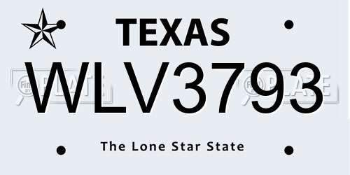 WLV3793 Texas License Plate