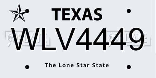 WLV4449 Texas License Plate