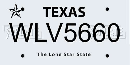 WLV5660 Texas License Plate