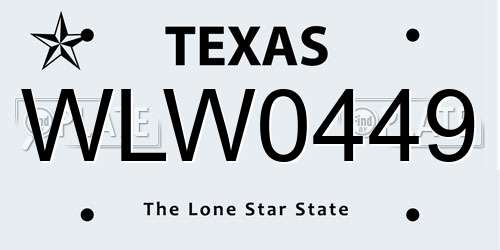 WLW0449 Texas License Plate