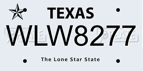 WLW8277 Texas License Plate