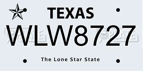 WLW8727 Texas License Plate