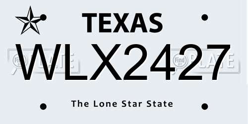 WLX2427 Texas License Plate