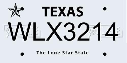 WLX3214 Texas License Plate