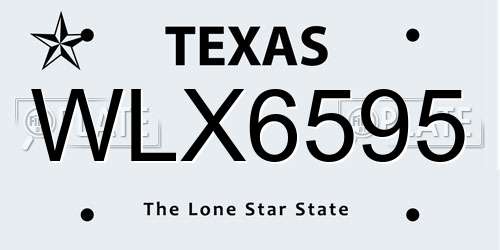WLX6595 Texas License Plate