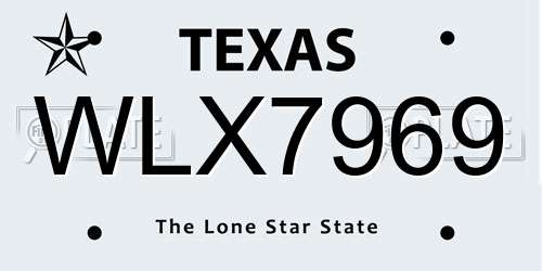 WLX7969 Texas License Plate