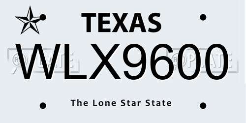 WLX9600 Texas License Plate