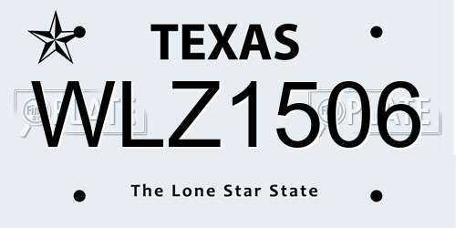 WLZ1506 Texas License Plate