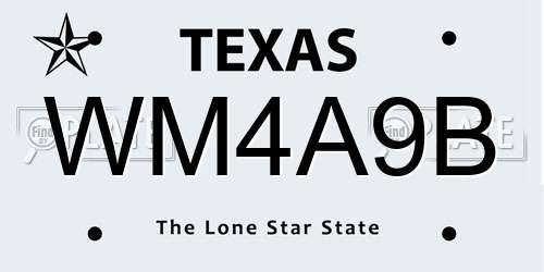 WM4A9B Texas License Plate