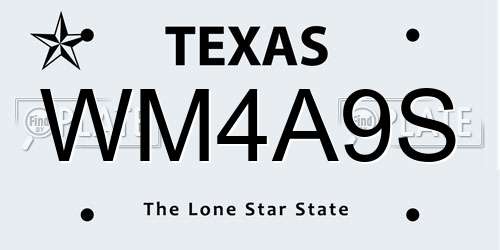 WM4A9S Texas License Plate