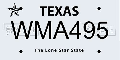 WMA495 Texas License Plate