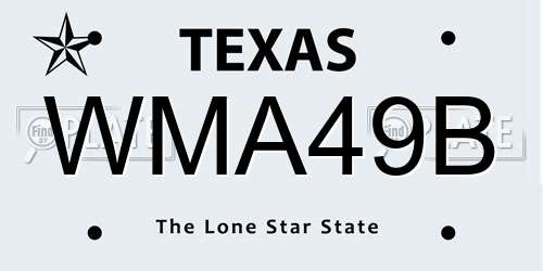 WMA49B Texas License Plate