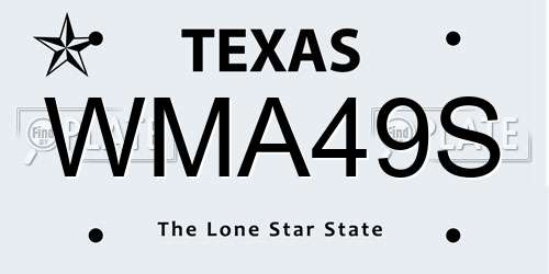 WMA49S Texas License Plate