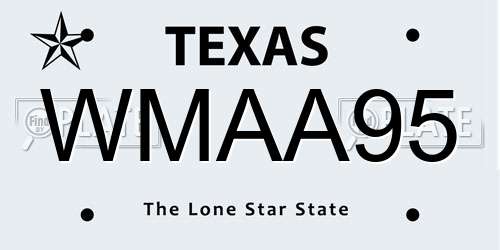WMAA95 Texas License Plate