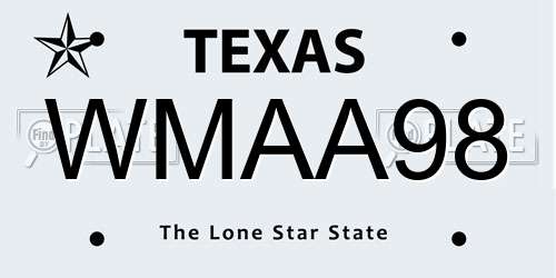 WMAA98 Texas License Plate