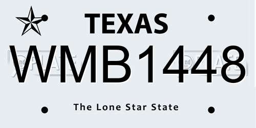 WMB1448 Texas License Plate