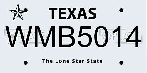 WMB5014 Texas License Plate