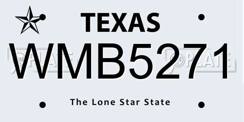 WMB5271 Texas License Plate