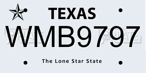 WMB9797 Texas License Plate