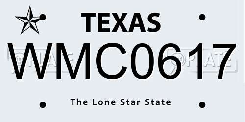 WMC0617 Texas License Plate