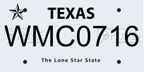WMC0716 Texas License Plate
