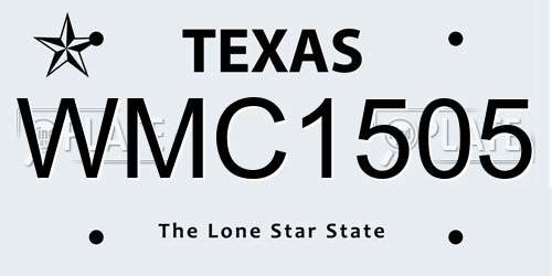 WMC1505 Texas License Plate