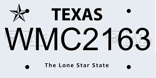WMC2163 Texas License Plate
