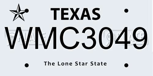 WMC3049 Texas License Plate