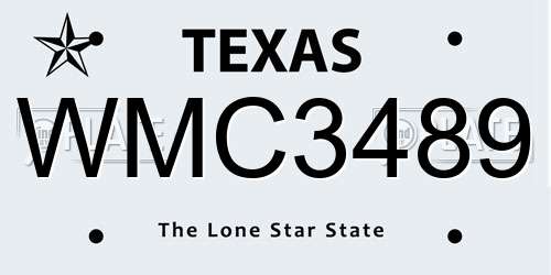 WMC3489 Texas License Plate