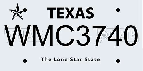 WMC3740 Texas License Plate