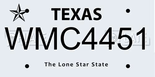WMC4451 Texas License Plate