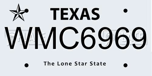 WMC6969 Texas License Plate