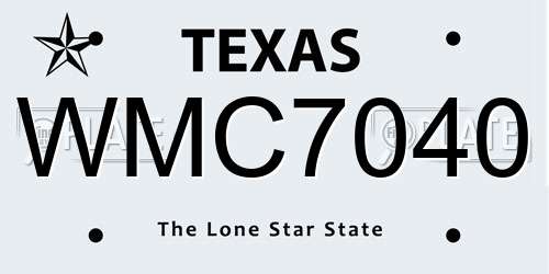 WMC7040 Texas License Plate