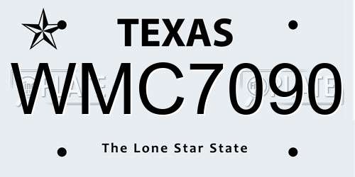 WMC7090 Texas License Plate