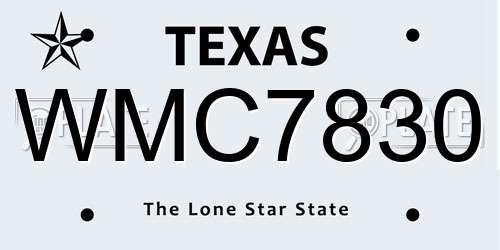 WMC7830 Texas License Plate