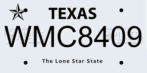 WMC8409 Texas License Plate