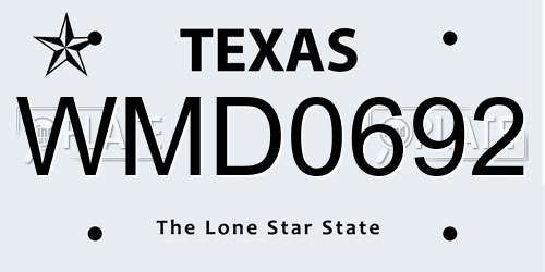 WMD0692 Texas License Plate
