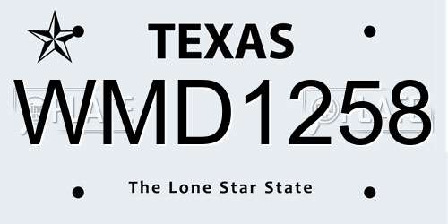 WMD1258 Texas License Plate