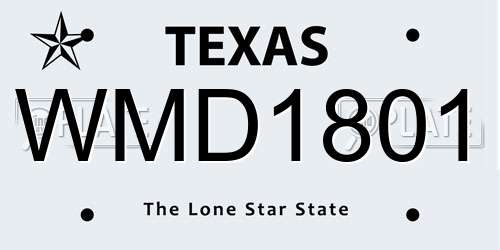 WMD1801 Texas License Plate