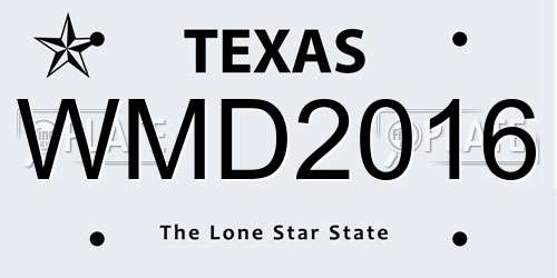 WMD2016 Texas License Plate