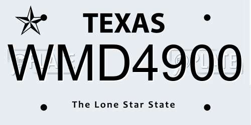 WMD4900 Texas License Plate